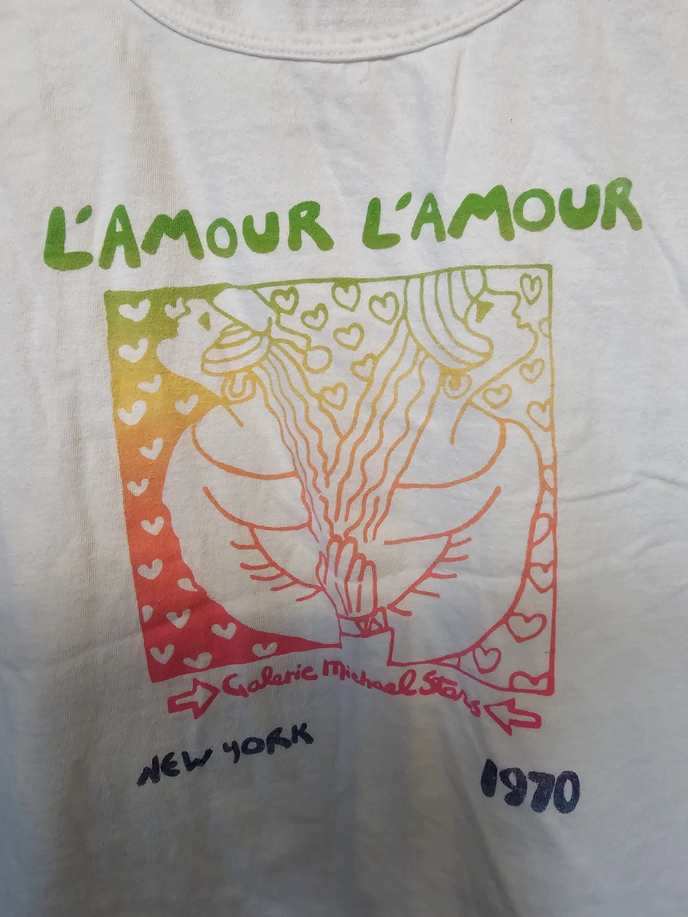 Michael Stars Vintage Women's White Graphic Tank Top Rainbow L'amour One Size - Picture 4 of 7